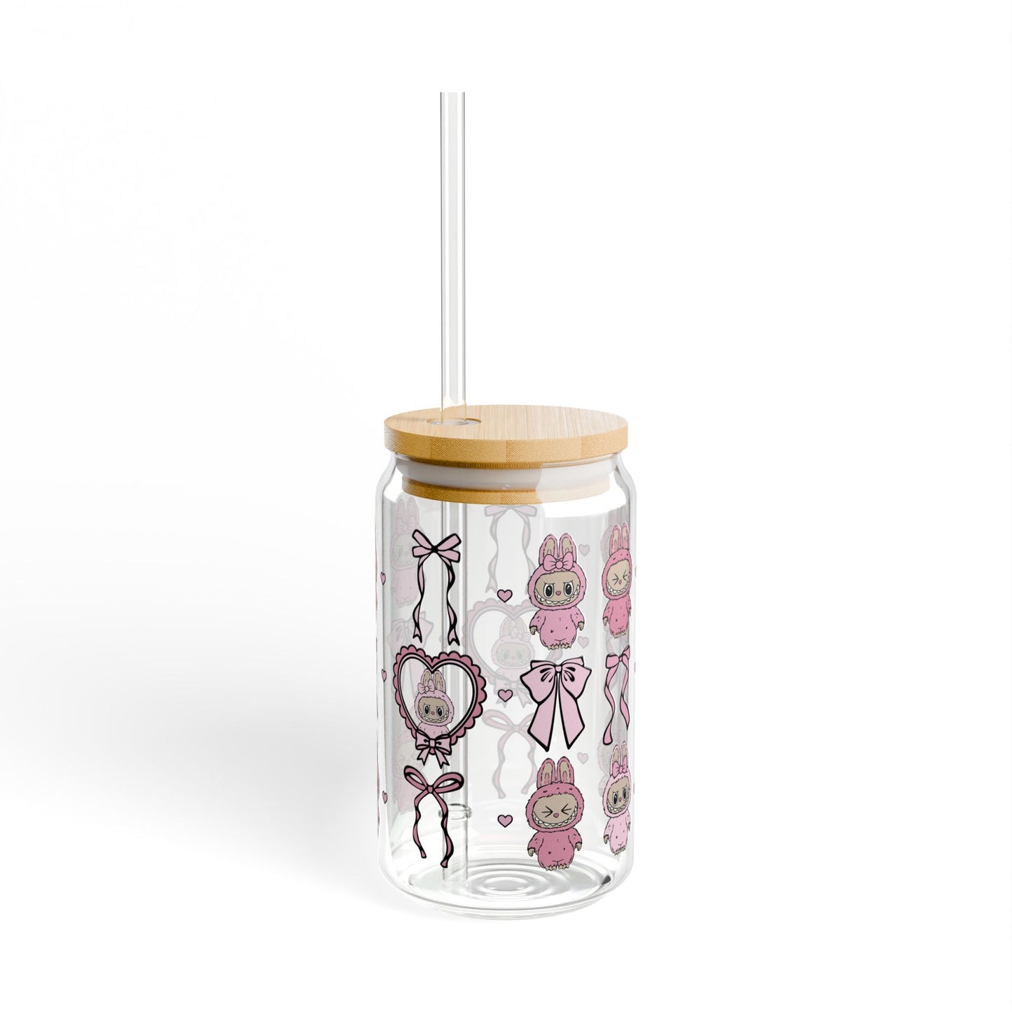 Coquette Monster Sipper Glass, 16oz with Bamboo Lid & Straw