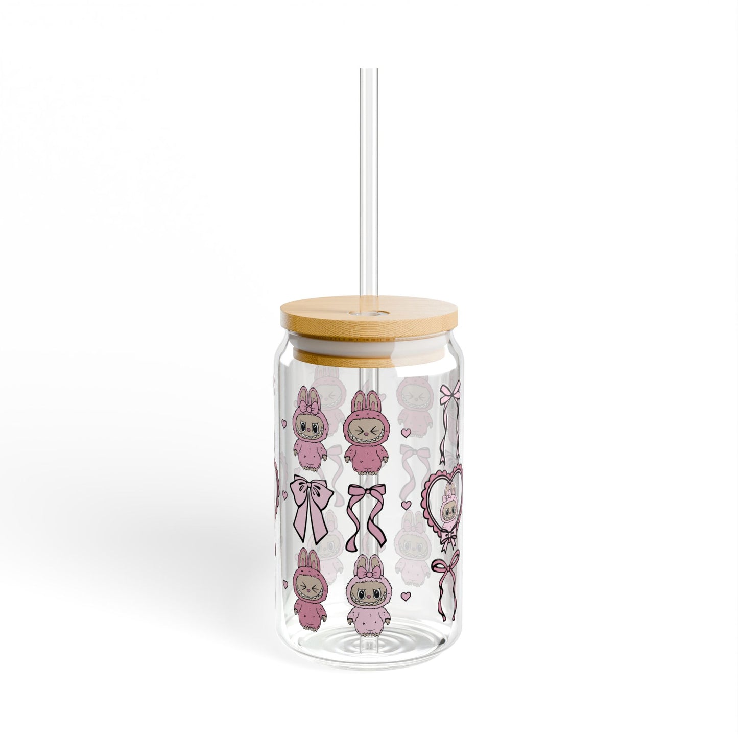 Coquette Monster Sipper Glass, 16oz with Bamboo Lid & Straw