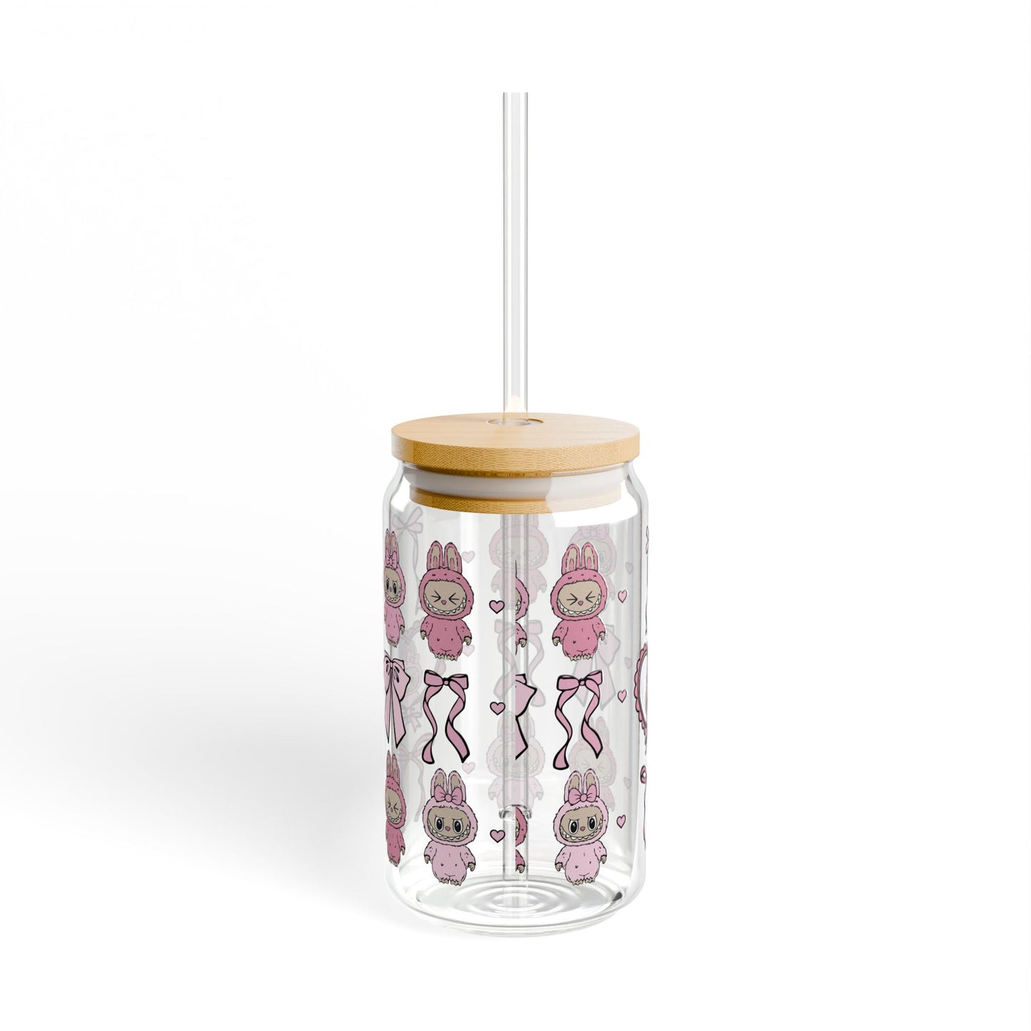 Coquette Monster Sipper Glass, 16oz with Bamboo Lid & Straw