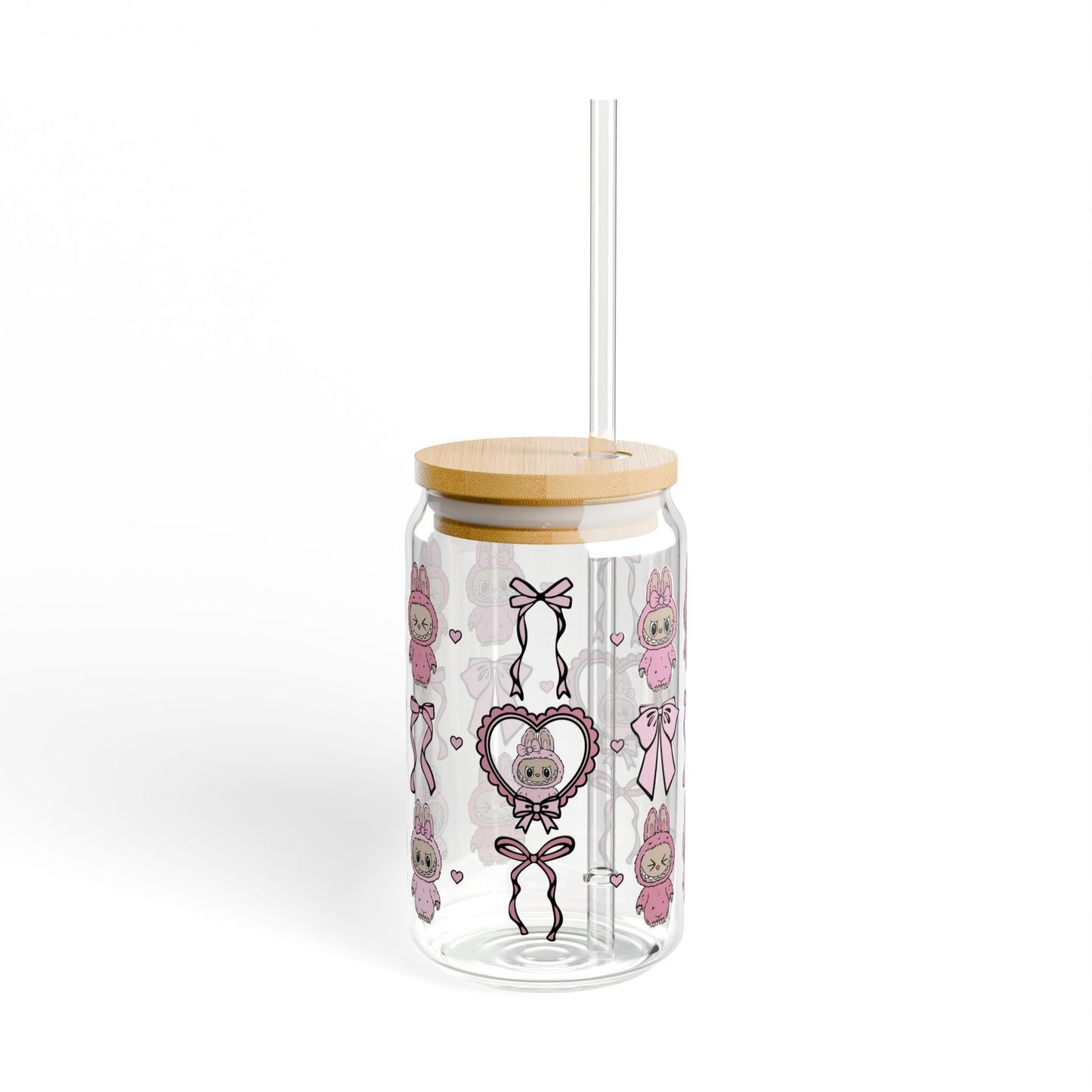 Coquette Monster Sipper Glass, 16oz with Bamboo Lid & Straw